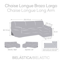 Right long arm chaise longue cover Eysa BRONX Dark grey 170 x 110 x 310 cm