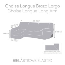 Bezug für Chaiselongue mit langem Arm links Eysa JAZ Grau 180 x 120 x 360 cm