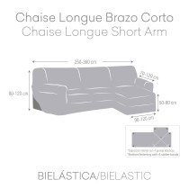 Right short arm chaise longue cover Eysa JAZ Grey 120 x 120 x 360 cm