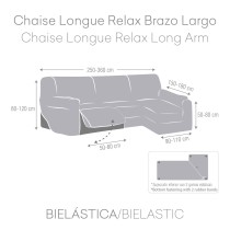 Right long arm chaise longue cover Eysa JAZ Grey 180 x 120 x 360 cm