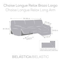 Right long arm chaise longue cover Eysa ROC White 180 x 120 x 360 cm