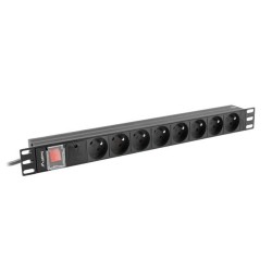 Rallonge 19'' 8 Tomas Schuko avec Interrupteur On/Off Lanberg PDU-08E-0200-BK (2 m)