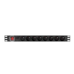 Schuko 19" 8 Steckerleiste mit An/Aus Schalter Lanberg PDU-08E-0200-BK (2 m)