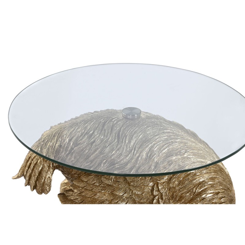 Petite Table d'Appoint Home ESPRIT Doré Résine Verre 60 x 60 x 62 cm