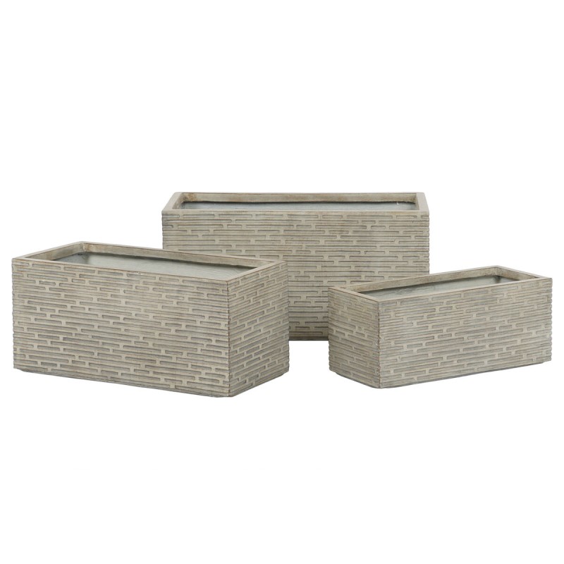 Jardinière Home ESPRIT Beige Fibre de Verre Magnésium 74,5 x 37,5 x 37,5 cm