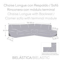 Bezug für Chaiselongue mit langem Arm rechts Eysa ROC Hellgrau 110 x 120 x 500 cm