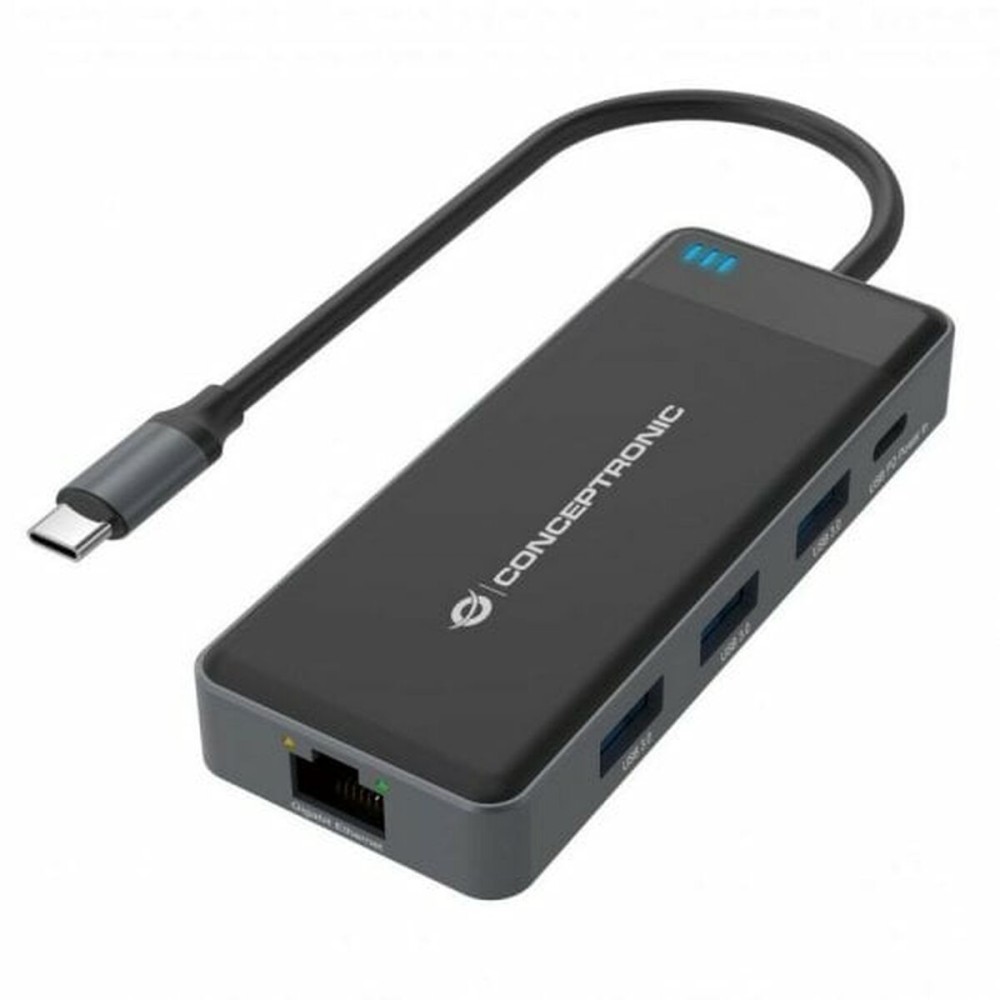 Hub USB Conceptronic DONN14G Schwarz Grau 100 W (1 Stück)