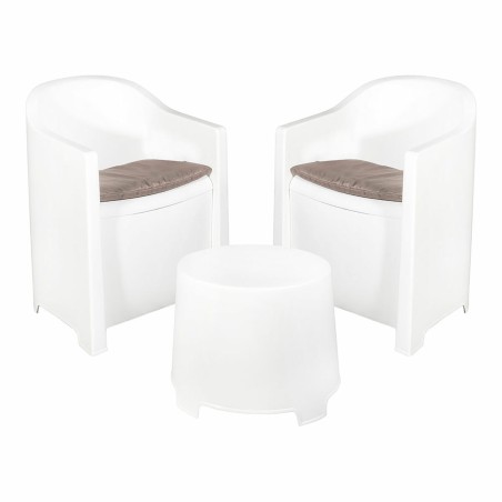 Ensemble Table avec 2 Sièges IPAE Progarden Luna sluc06bg Blanc Jardin (3 Pièces)