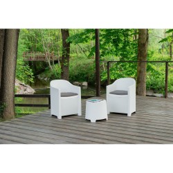 Ensemble Table avec 2 Sièges IPAE Progarden Luna sluc06bg Blanc Jardin (3 Pièces)