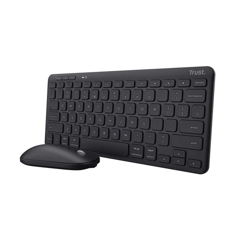 clavier et souris Trust Lyra Noir Monochrome Anglais QWERTY