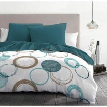 Housse de Couette HOME LINGE PASSION Vert Cercles 220 x 240 cm