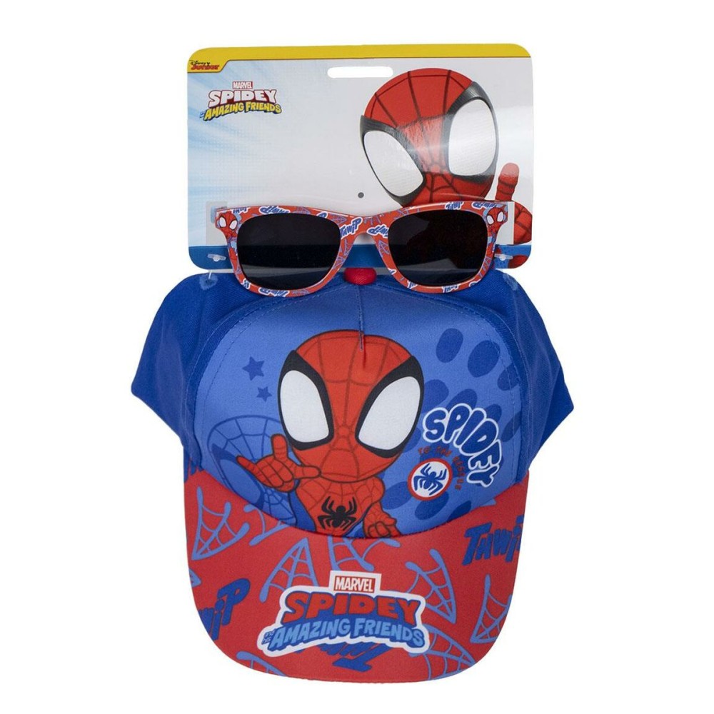 Ensemble casquette et lunettes de soleil Spidey Bleu (51 cm) 2 Pièces Rouge