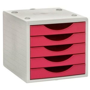 Classeur modulaire Archivo 2000 ArchivoTec Serie 4000 Fuchsia 5 tiroirs Din A4 Gris (34 x 27 x 26 cm)