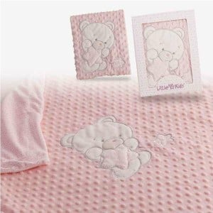 Couverture de bébé Ours Rose Broderie Double