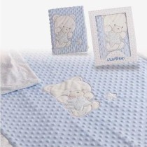 Baby blanket Bear Embroidery Blue Double