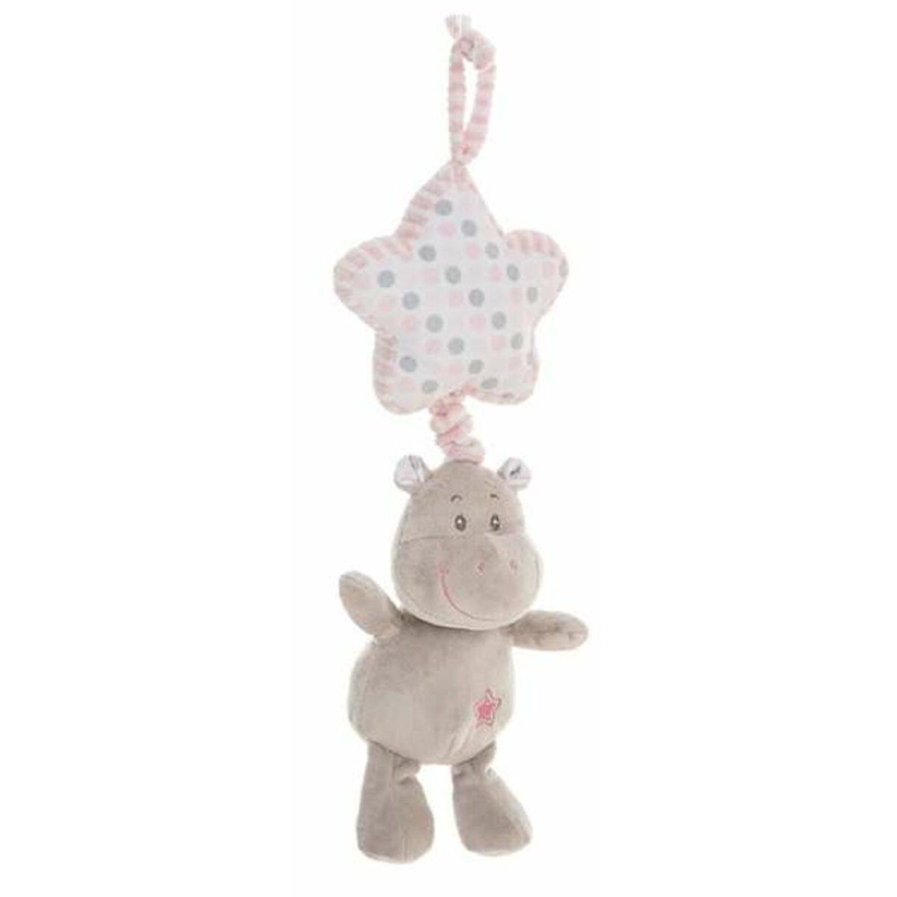 Peluche Hochet Hippopotame 35 cm Rose