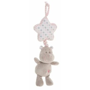 Peluche Hochet Hippopotame 35 cm Rose