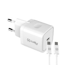 Wand-Ladegerät + USB-Kabel C Celly Weiß 20 W