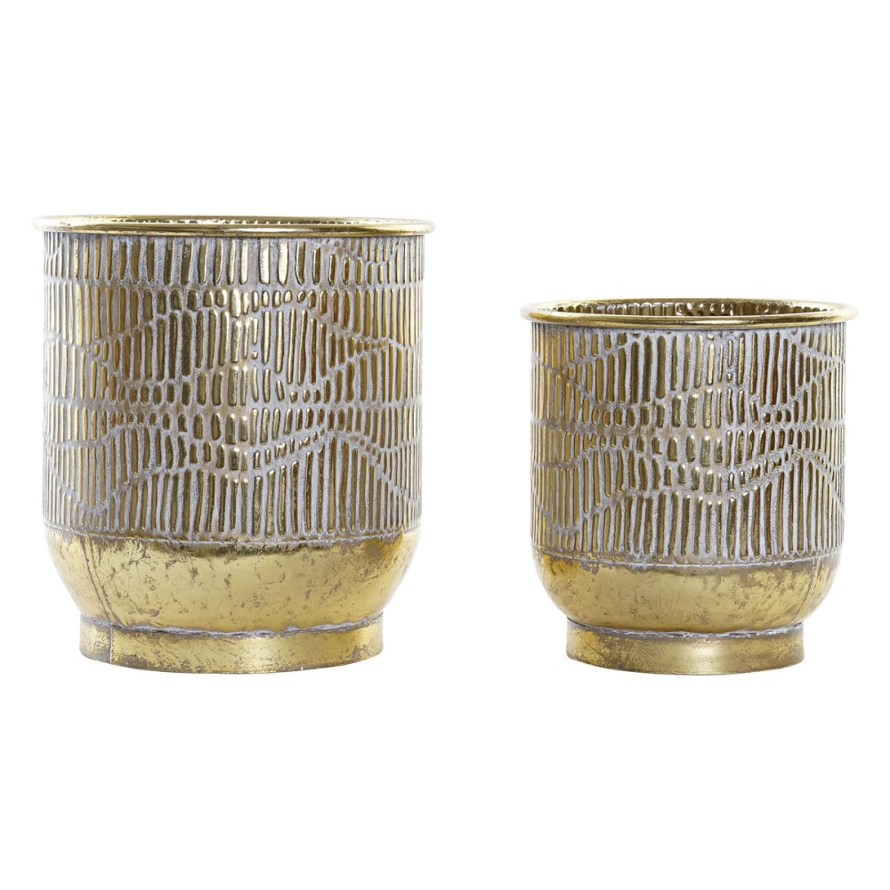 Cache-pot DKD Home Decor Doré Métal (2 pcs) (28 x 28 x 30 cm)