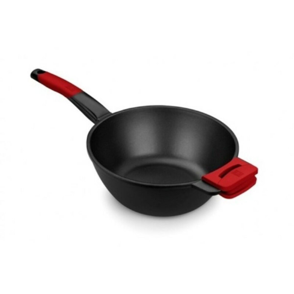 Wok BRA A412028 Rouge/Noir Acier inoxydable (1 Unité) (Ø 28 cm)