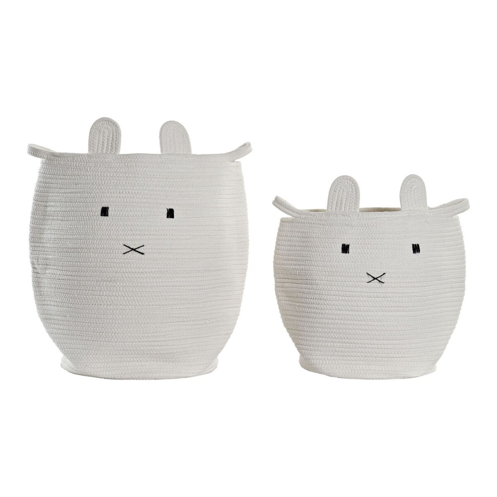 Lot de paniers DKD Home Decor Blanc Enfant Animal 35 x 35 x 49 cm (2 Unités)