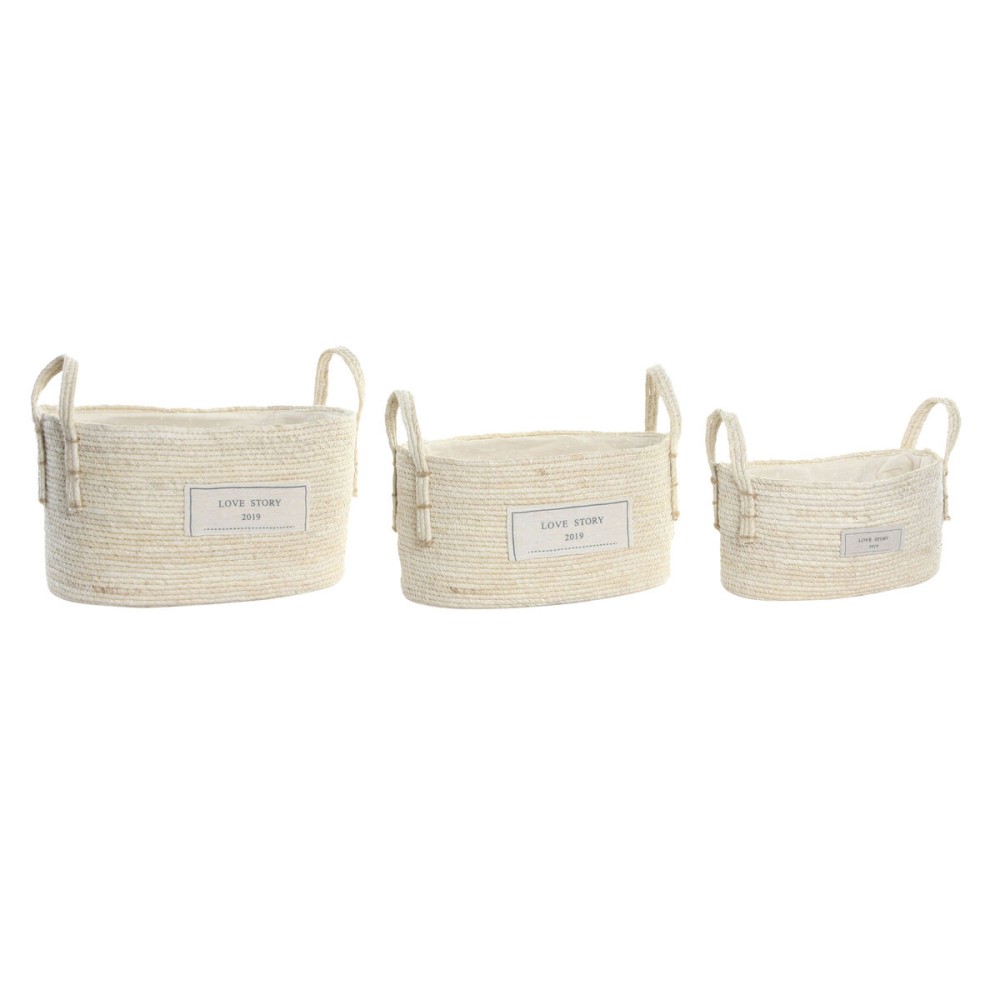 Set de basket DKD Home Decor Coton Fibre (34 x 23 x 20 cm)