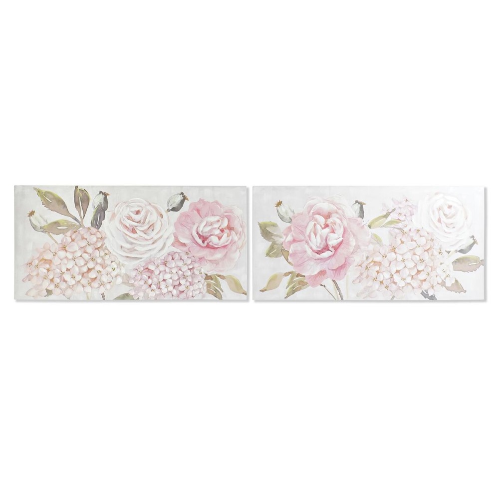 Painting DKD Home Decor 120 x 3 x 60 cm Flowers Shabby Chic (2 Units)