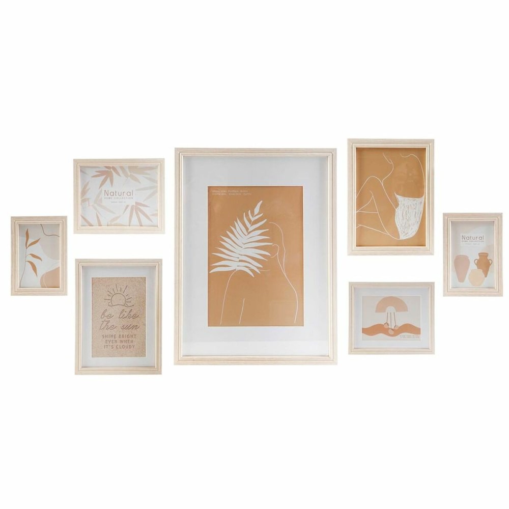 Porte photos mural DKD Home Decor 32,5 x 1,5 x 45 cm Verre Naturel Marron Moderne Bois MDF