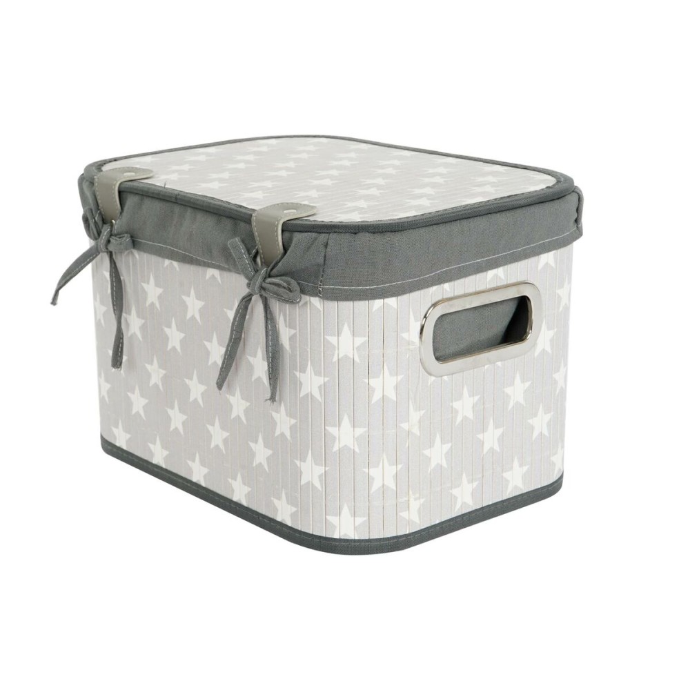 Basket set DKD Home Decor White Grey Bamboo MDF Wood Stars 51 x 35 x 33 cm