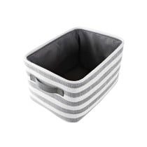 Basket set DKD Home Decor Grey Stripes Cotton (42 x 32 x 25 cm) (3 Pieces)