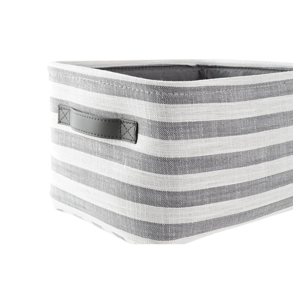 Set de basket DKD Home Decor Gris Rayures Coton (42 x 32 x 25 cm) (3 Pièces)