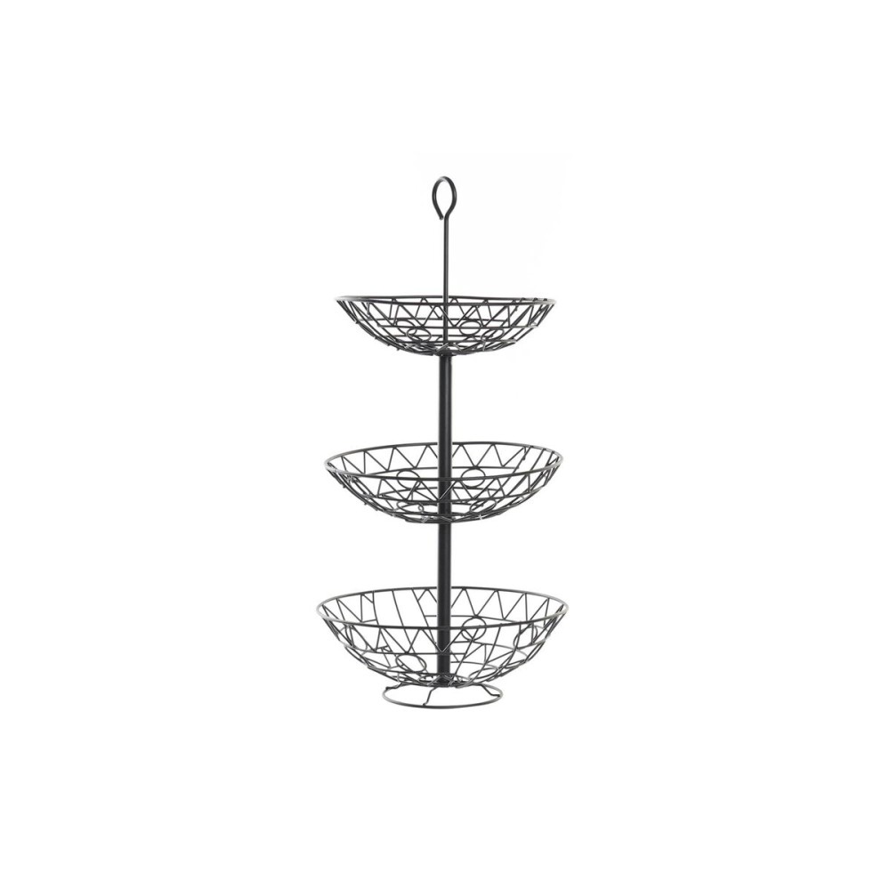 Fruit Bowl DKD Home Decor Black Metal Geometric 28 x 28 x 58 cm