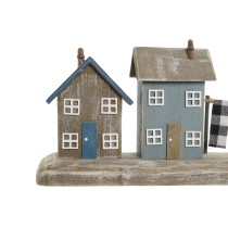 Decorative Figure Home ESPRIT Blue Red Multicolour Houses 25,5 x 9 x 13,5 cm (2 Units)