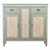 Console Alexandra House Living Vert Rotin Bois d'épicéa Bois MDF 88 x 36 x 95 cm