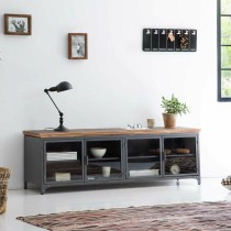 Mehrzweck-Schubladenelement Alexandra House Living Braun Grau Holz Metall Glas 41 x 50 x 161 cm