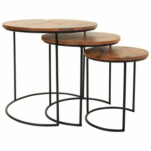 Jeu de 3 tables Alexandra House Living Naturel Fer Bois de manguier 53 x 54 x 53 cm