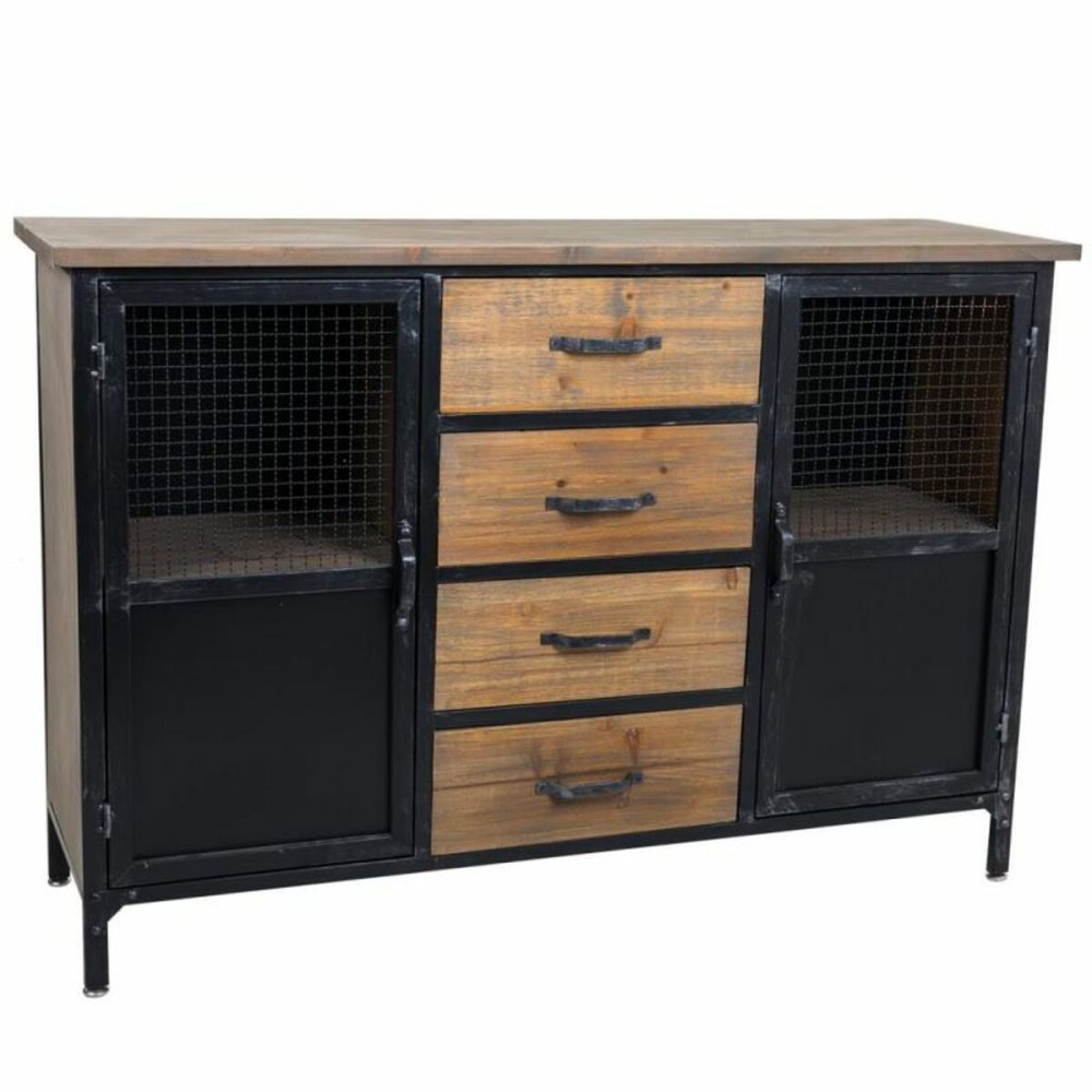 Sideboard Alexandra House Living Black Natural Metal Fir wood 34 x 82 x 120 cm