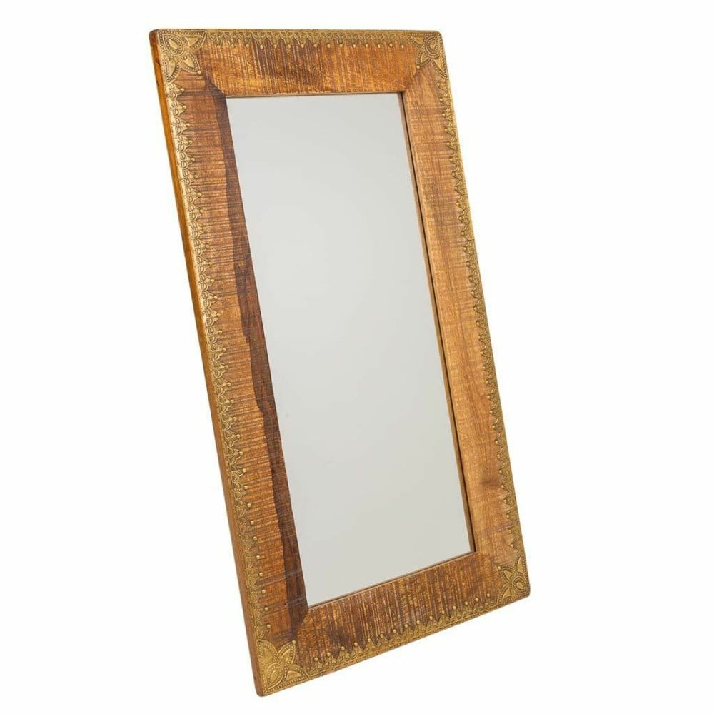 Wall mirror Alexandra House Living Brown Brass Mango wood MDF Wood 1 x 88 x 49 cm