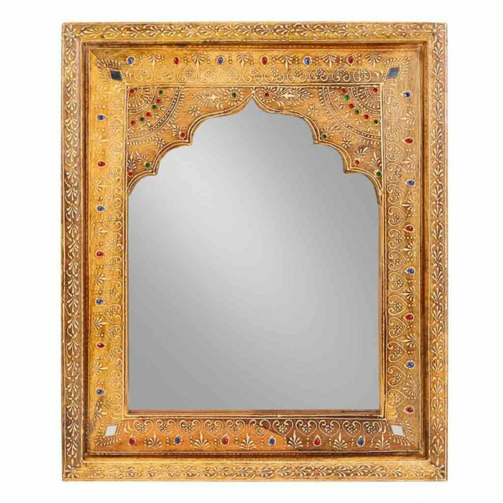 Miroir mural Alexandra House Living Blanc Naturel verre Bois de manguier Bois MDF 3 x 51 x 42 cm