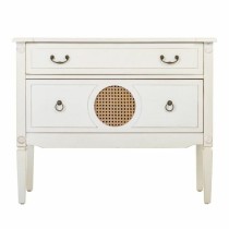 Chest of drawers Alexandra House Living White Rattan Fir wood MDF Wood 72 x 38 x 88 cm