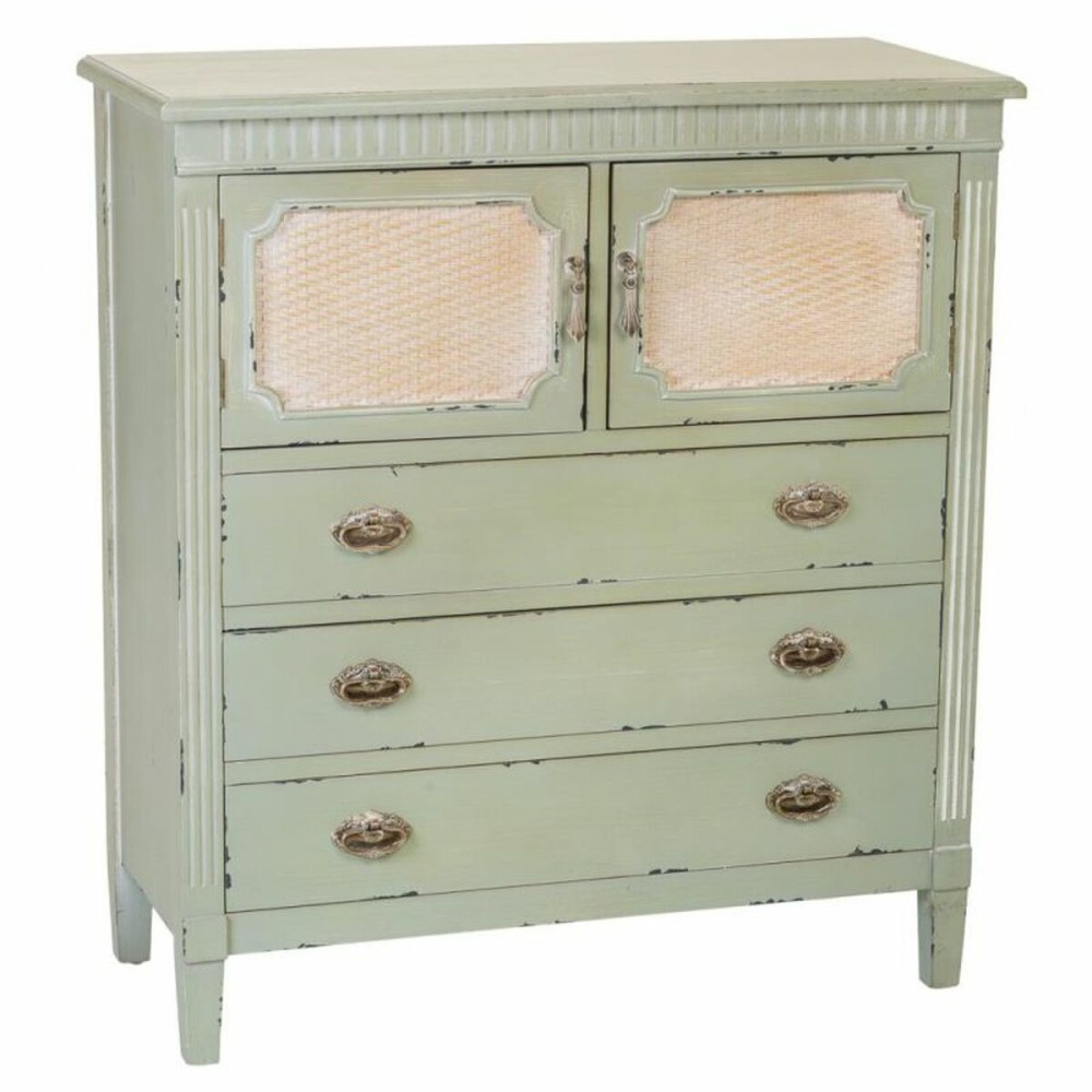 Commode Alexandra House Living Vert Rotin Bois d'épicéa Bois MDF 90 x 36 x 82 cm