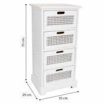 Chest of drawers Alexandra House Living White Cane Paolownia wood MDF Wood 29 x 75 x 35 cm