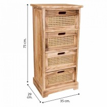 Schubladenschrank Alexandra House Living Rohrstock Paulonia-Holz 29 x 75 x 35 cm