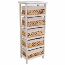 Schubladenschrank Alexandra House Living Weiß Stoff Wasserhyazinthe Paulonia-Holz 25 x 88 x 35 cm