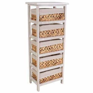 Chest of drawers Alexandra House Living White Cloth Water hyacinth Paolownia wood 25 x 88 x 35 cm