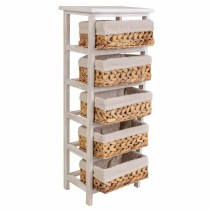 Schubladenschrank Alexandra House Living Weiß Stoff Wasserhyazinthe Paulonia-Holz 25 x 88 x 35 cm