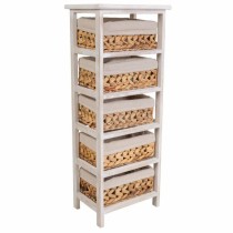 Schubladenschrank Alexandra House Living Weiß Stoff Wasserhyazinthe Paulonia-Holz 25 x 88 x 35 cm