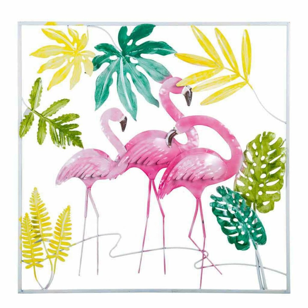 Wanddekoration Alexandra House Living Bunt Metall Rosa Flamingo 5 x 81 x 81 cm