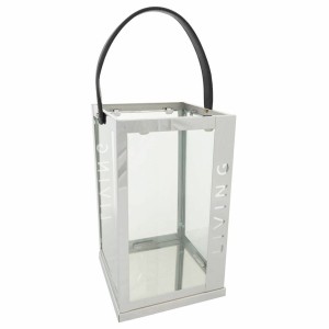 Lantern Alexandra House Living Silver Glass Stainless steel 18 x 30 x 18 cm