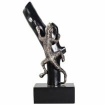 Figurine Décorative Alexandra House Living Noir Argenté Métal Bois de manguier Lézard 17 x 32 x 13 cm